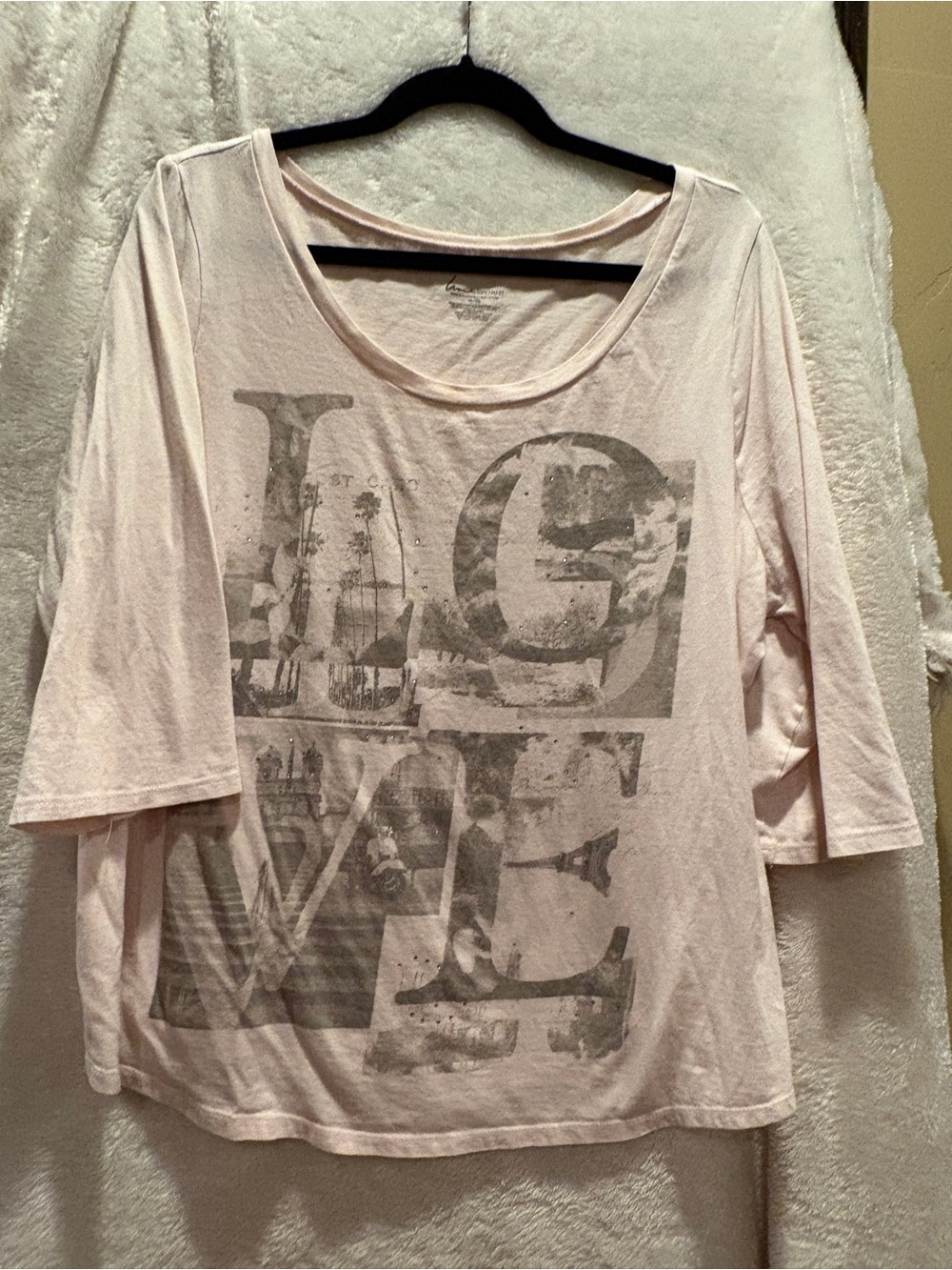 Lane Bryant Relaxed Light Pink Graphic Women's Scoop Neck Top